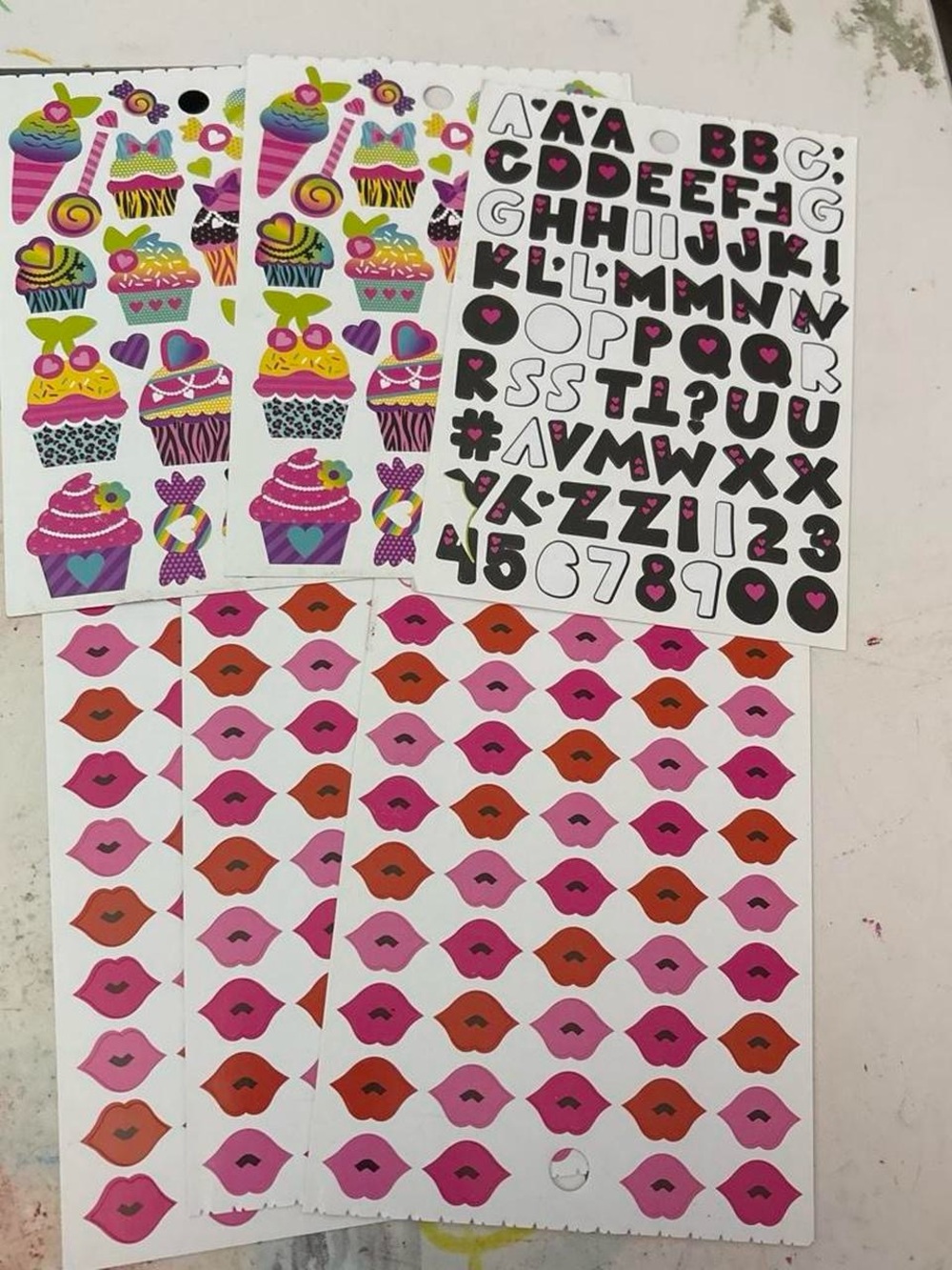 Colorful Lip & Cupcake Home Design Stickers - Pink, Red, Purple